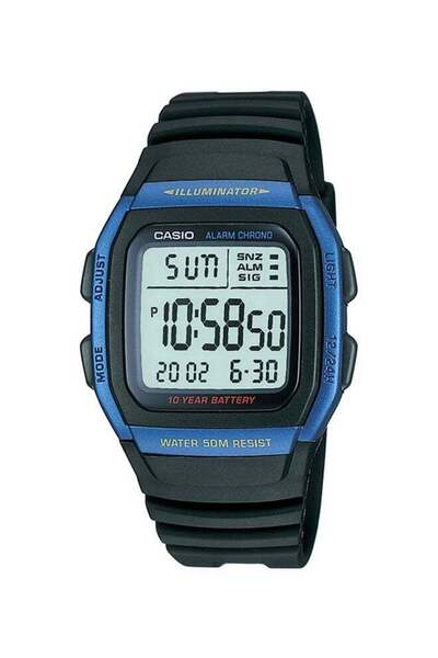 Casio Men's Silicone Digital Wrist Watch W-96H-2AVDF - 36 mm - Black