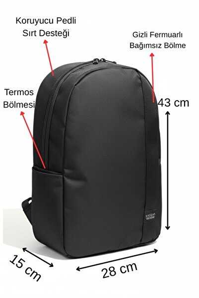 KAFFAA Black Two-Compartment Unisex Waterproof Backpack