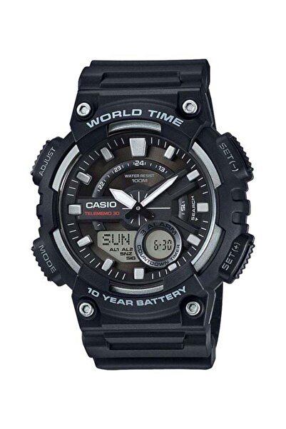 Casio ساعة رجالية مقاومة للماء، تناظرية، رقمية، AEQ-110W-1AVDF - 47 مم - أسود