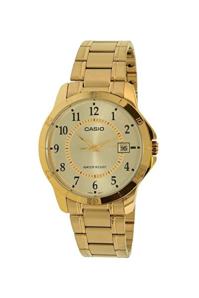 Casio ساعة يد رجالية بسوار من الفولاذ المقاوم للصدأ MTP-V004G-9B - 42 مم - لو...