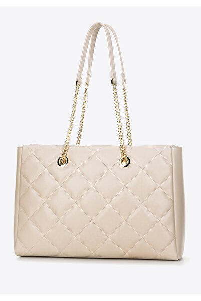 Wittchen Women's leather handbag quilted with diamonds, light beige, light beige, leather