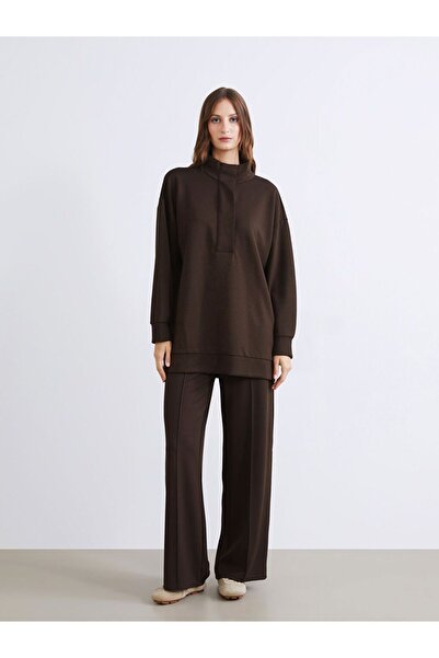 LC Waikiki Lcw Modest Stand Collar Oversize Women's Sweatshirt Tunic