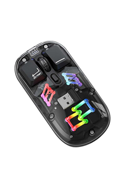 HYX Transparent Wireless Mouse 2.4G+Bluetooth 5.0, Type-C Rechargeable, Magnetic RGB Lighting