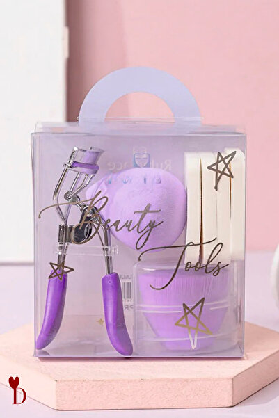 Dami Beauty 8'li Profesyonel Makyaj Seti: Kirpik Kıvırıcı, Yumurta & Kalp Sünger, Fırça ve 4 Kare Sünger Seti!