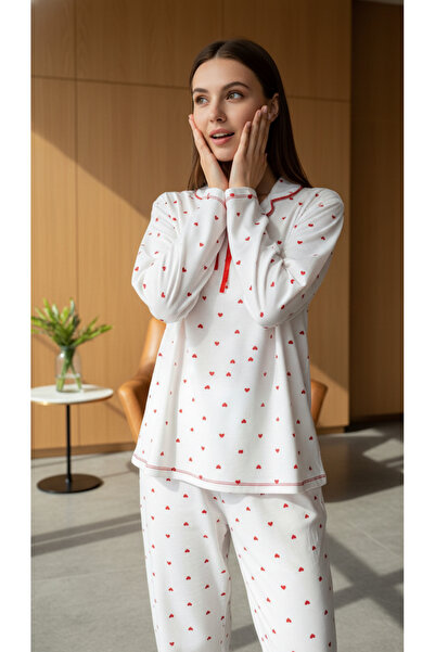 MİSS ELİZZA Cappadocia Pajama Set with Red Hearts