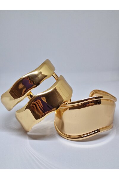 Genel Markalar Çelik Gold Kelepçe Bileklik 2'li