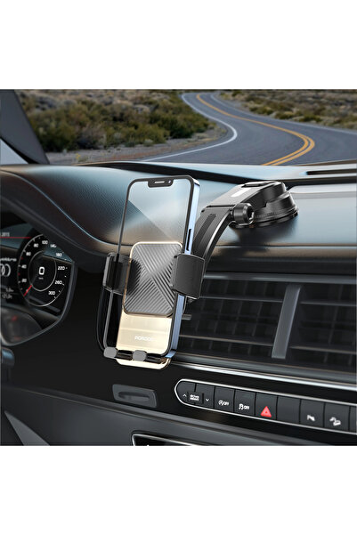 porodo حامل هاتف شفاف قابل للتعديل مع قاعدة شفط - ذهبي