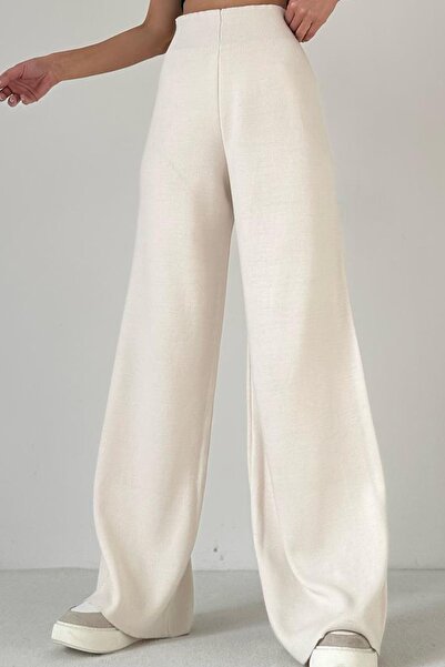 Bengi Clothing Ecru Premium Yarn Knitwear Trousers