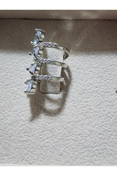 ALLEGRİA Silver Blue Water Drop Stone No Hole Required Steel Earrings