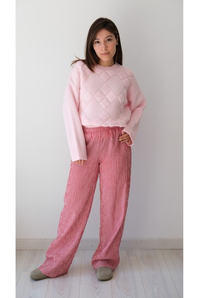 SolQ Baklava Pattern Casual Daily Low Shoulder Stylish Women's Sweater