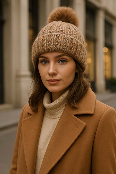 REMSA Pom-Pom Detail Women's Beret Rkş-1142 Mink