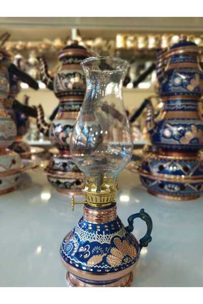 KARACA BAKIR İşlemeli Küçük Bakır Gaz Lambası-Küçük Boy Desenli Gaz Lambası