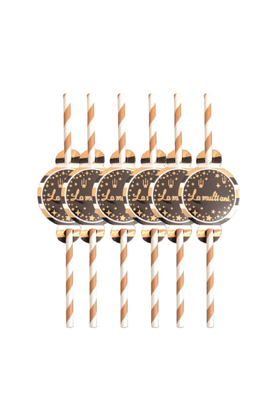 Mirific Party Set of 6 cardboard straws - white, brown, gold, black, 20×5 cm,...