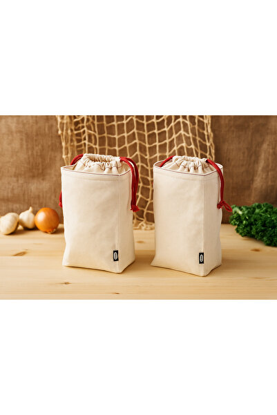 IKEA COZY ROOM - GULLRISMOTT gıda saklama çantası, bej-kırmızı, 3,3 lt, 2 adet