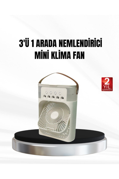 UCUZTEKNO 3’ü 1 Arada Mini Klima Fan USB Şarjlı, 7 Renk Gece Lambalı ve Nemle...