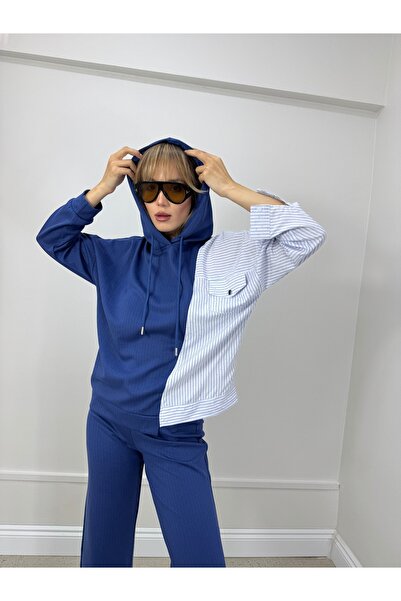 dilber fashion Stone Shirt Paneled Tracksuit Set