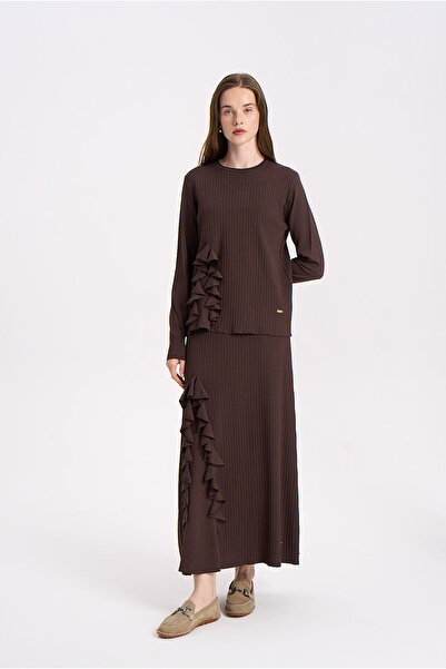 Niliwi 3080 Fırfırlı Etek Bluz Takım