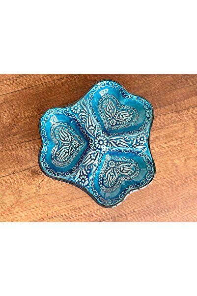 MUGUSA HEDİYELİK EL YAPIMI ÇİNİ SERAMİK KABARTMA DESENLİ KALP MODEL FİRUZE / ...