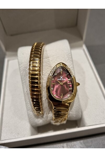 Daniel Klein Dk New Model Mürdüm Dial with Stones Steel Bracelet Women's Wristwatch+ Gift Bracelet