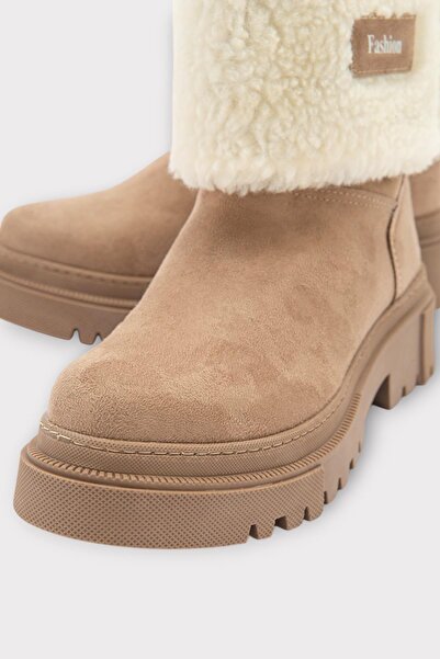 Liger Γυναικείες μπότες με χοντρή σόλα από σουέτ με γούνα ΜΠΕΖ