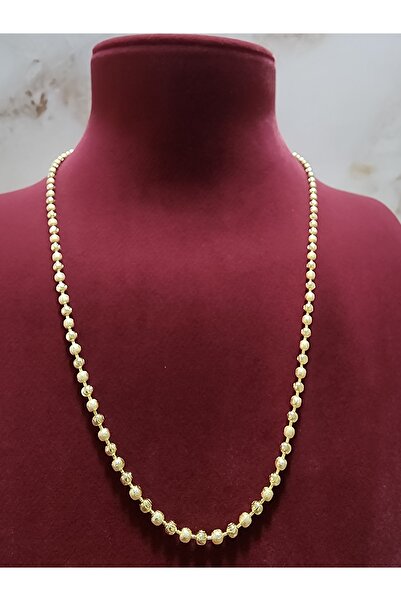 ALLEGRİA قلادة طويلة أنيقة من الفولاذ المطلي بالذهب مع خرز