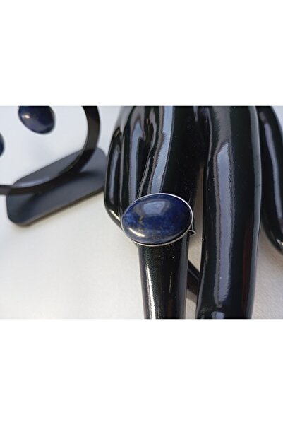 OEM Jewelry set - earrings and ring with Lapis Lazuli, stainless steel, blue, large 18x13mm