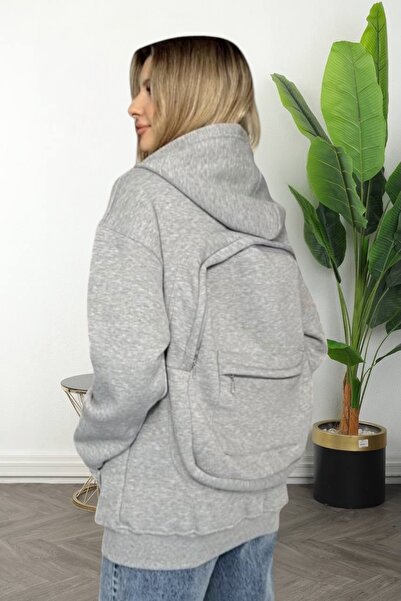 BİRBEYSTORE Sweatshirt Unisex 3 İplik Kendinden Çantalı Kapüşonlu Kışlık Kalı...