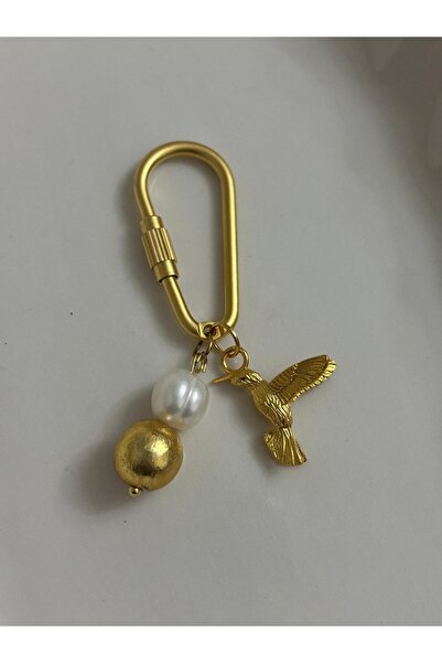 CKR ÇANTA İNCİ ANTİK SARI TOP CHARM, KİLİT, ARI KUŞU CHARM, ÇANTA CHARMI, KOLYE UCU