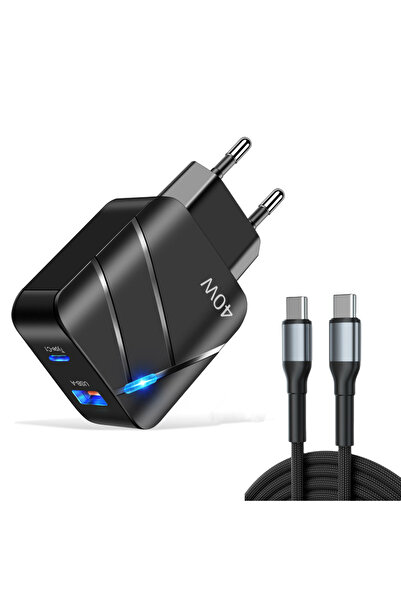OECE Fast charger 40W USB and Type-C, Qc3.0 PD, compatible with iPhone, Samsung, Huawei, cable included