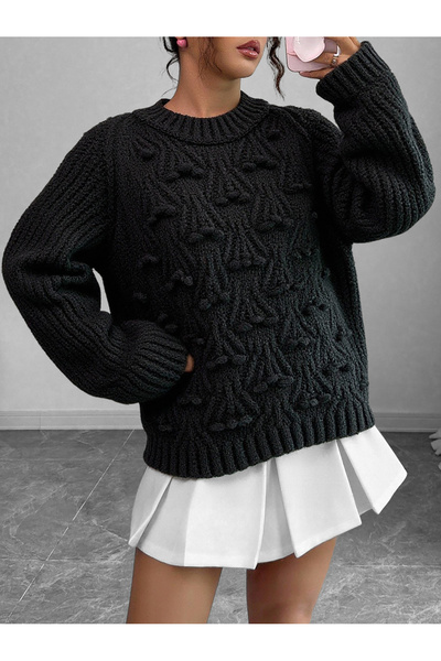 Knitoryx Women's Cherry Pattern Knitwear Sweater Knitted Crew Neck Soft (3 Colors)