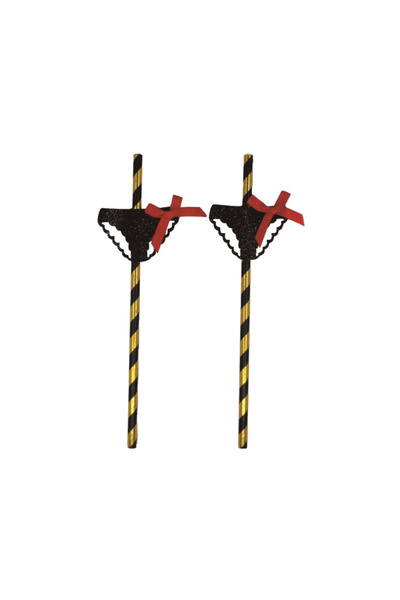 Mirific Party Set of 4 party straws - red, gold, black with glitter, 20 cm