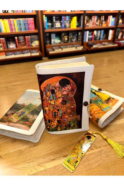 Patladı Gitti غلاف كتاب وعلامة مرجعية معدنية - قبلة غوستاف كليمت