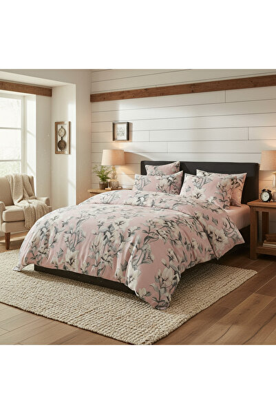 Brava Casa Bliss Double Bed Linen, 6 Pieces, Fine, Powder Pink Floral, Elegant, BravaCasa