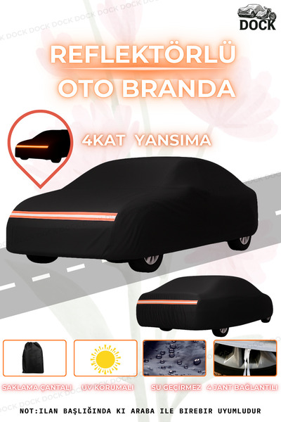 Dock TURUNCU REFLEKTÖRLÜ Toyota Corolla SEDAN (2015 sonrası) SİYAH ARABA BRANDASI(4MEVSİM)