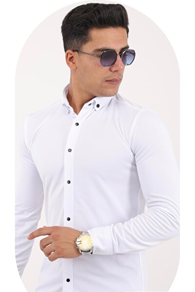 IRMAK COLLECTİON BEYAZ ÖRME DABIL GÖMLEK