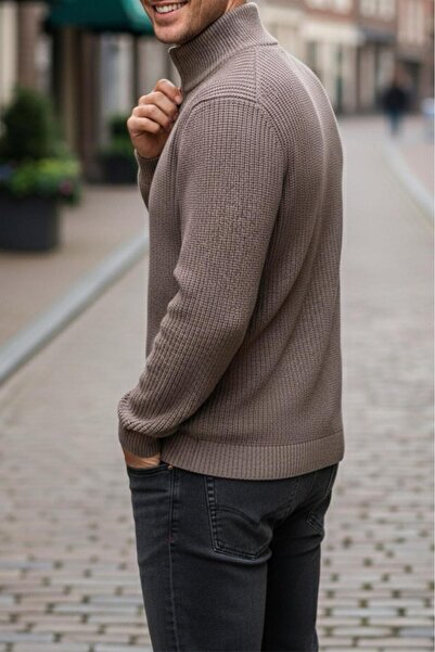 Oksit Nex Half Zipper Mock Neck Thick Men's Sweater