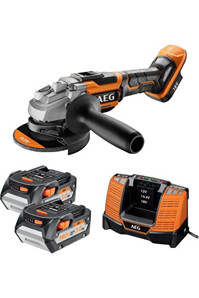 AEG BEWS18-125BLLI-502C 2x5.0Ah Çift Akülü Kömürsüz Avuç Taşlama - 4935464417