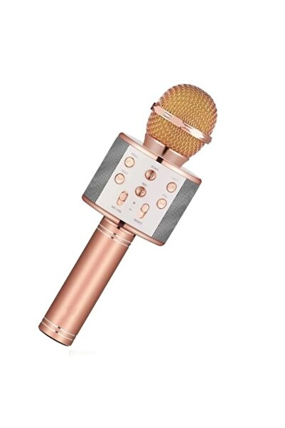 stuffix Wireless Bluetooth Microphone with Speaker and Effects for Karaoke, USB, AUX, MicroSD, Rose