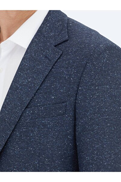 Kip Navy Blue Micro Modern Fit 100% Wool Jacket