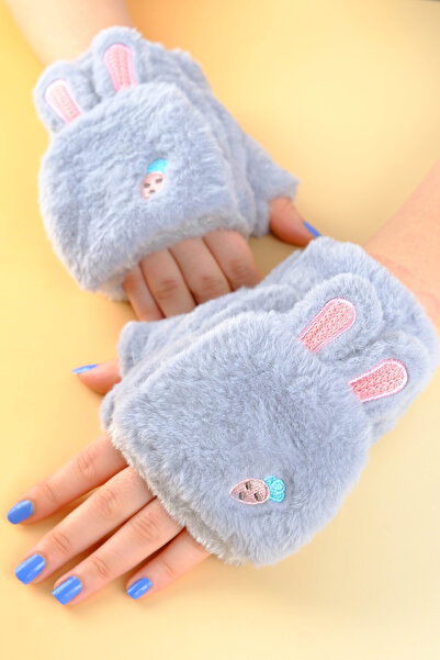 Jack Ferrero Peluş Kürk Örgü Eldiven Peluş Parmaksız Eldiven Kış Yumuşak Sıcak Kalın Kız Erkek 7 yaş ve üzeri