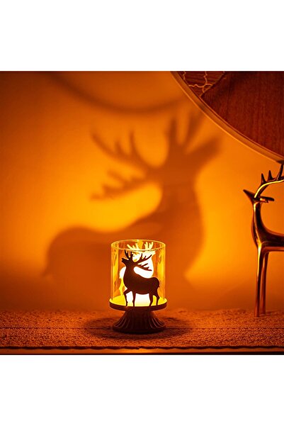 DELPI Set de 2 suporturi pentru lumânări din metal/sticlă, temă de Crăciun, aspect vintage, alb/auriu