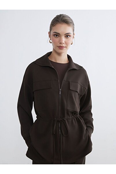 LC Waikiki Γυναικείο φούτερ με φερμουάρ LCW Modest ψηλός λαιμός oversized