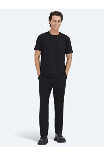 Kip Black Plain Crew Neck 100% Cotton T-Shirt