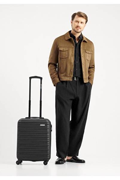 Wittchen Valiză de cabină bărbătească neagră cu nervuri ABS