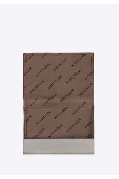 Wittchen Men's Leather Business Card Case with Coat of Arms, Classic Light Brown, Light Brown,