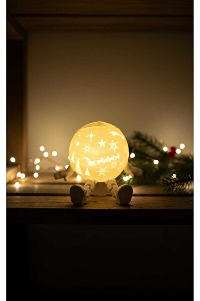 ASYDESIGN Tealight Mumluk Oturan Yılbaşı Topu Oynar Ayaklı Pilli Ledli