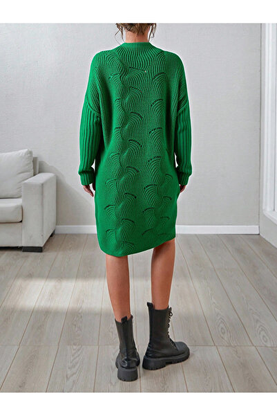 Knitoryx Desénové mini pletené šaty, pletený základní tunikový svetr (4 živé barvy)