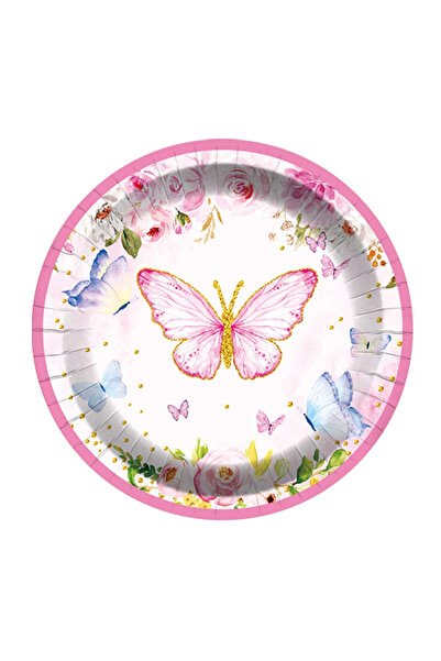 Mirific Party Set of 8 multicolor cake plates, 23 cm, butterflies, PZ3832