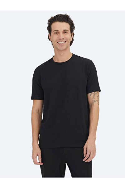 Kip Black Plain Crew Neck 100% Cotton T-Shirt