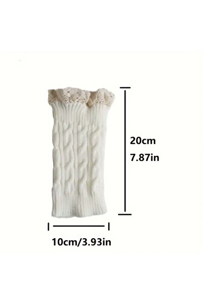 ACAR TAKI Fashionable, Stylish, Knitted Lace, Soft Inside the Boot, Flexible, Leg Warmers for Women-Red White Acr7565